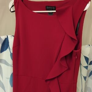 Enfocus Studio Red Asymmetrical Ruffled Sheath Dress